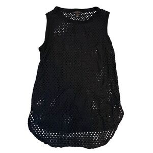 Black Mesh Sleeveless Top with Pocket